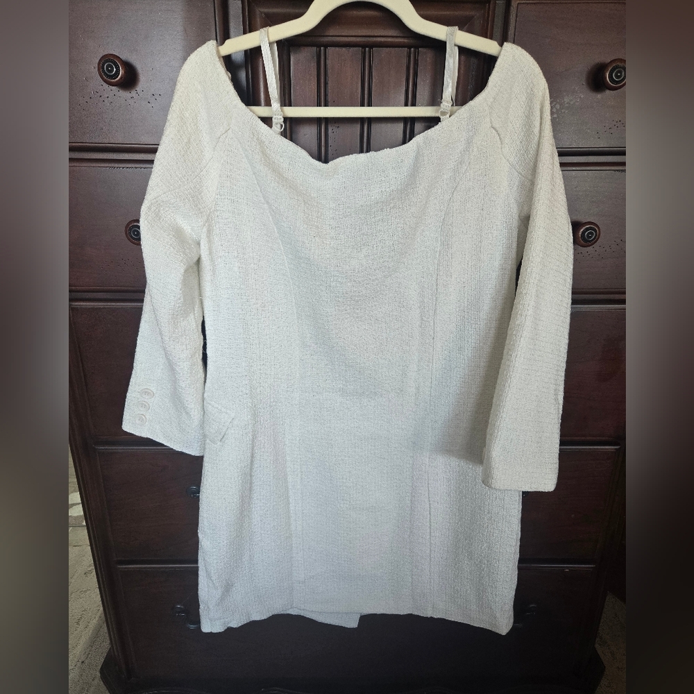 NWT, Reveuse, White Double-Breasted Dress, Sz. L - Picture 2 of 10